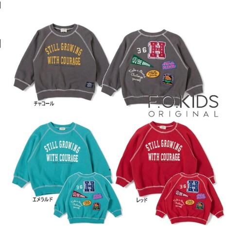 Chookids日本代购 F.O.KIDS 2026秋 童装 复古休闲后背补丁卫衣