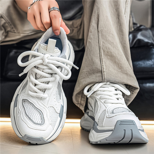 男鞋2026新款今年流行爆款夏透气网面百搭厚底增高休闲运动老爹鞋