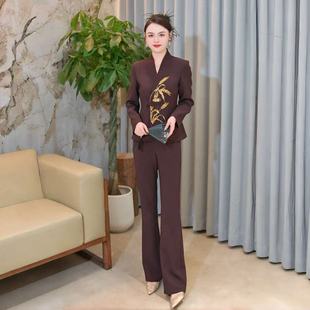 风吹麦浪 国风v领刺绣套装 2025秋季 新中式 2945 新款 BYGB