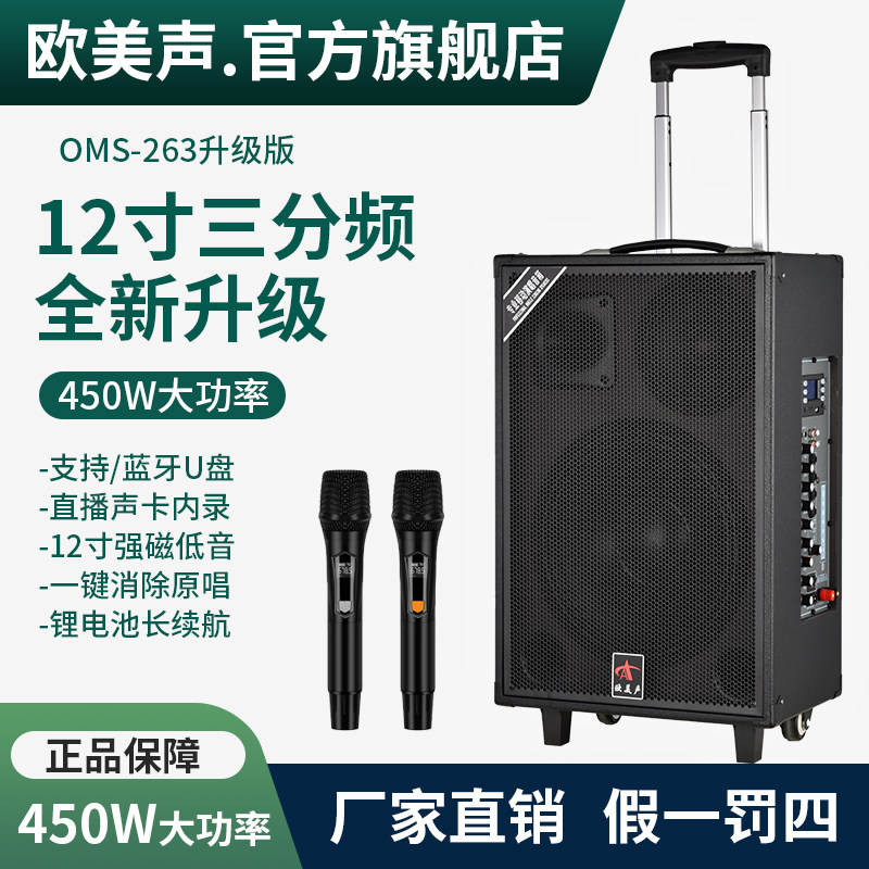 欧美声263专业户外音响K歌唱歌演出大功率三分频广场舞台拉杆音箱