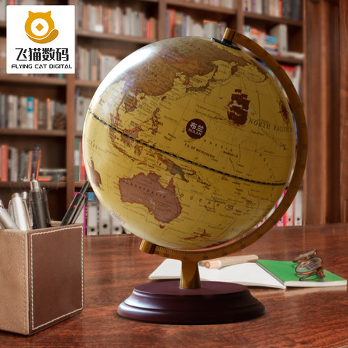 会发光的复古地球仪3d立体悬浮台灯摆件儿童启蒙学生用初中生高清