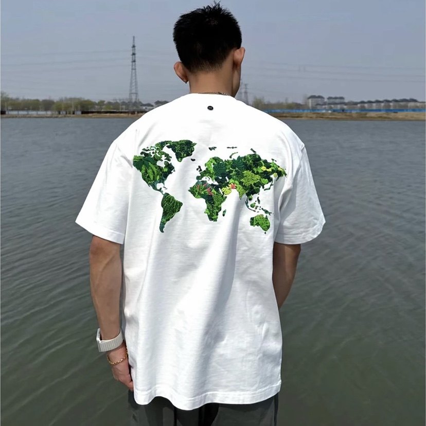 GOODBRAND 25SS新款立体绿植刺绣地图LOGO宽松短袖T恤男女同款潮