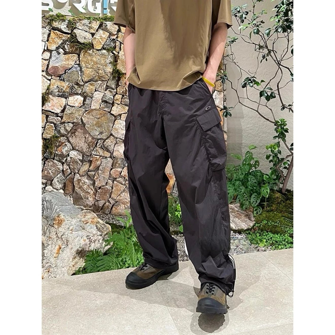 日系OAK夏季多口袋抽绳机能速干户外宽松长裤工装裤休闲裤 男女款