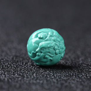 湖北绿松石精工高瓷九尾狐单珠金刚猴头星月菩提手串配饰隔珠