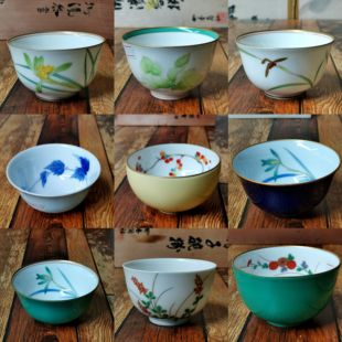 日本进口 香兰社薄胎兰花描金杯子 骨瓷汤吞杯 全品全新