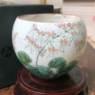 日本进口 京都清水烧 陶葊作品 手绘手作 青花彩釉杯子