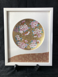 日本进口 江口天童瓷板画 24k金描绘 手绘手作
