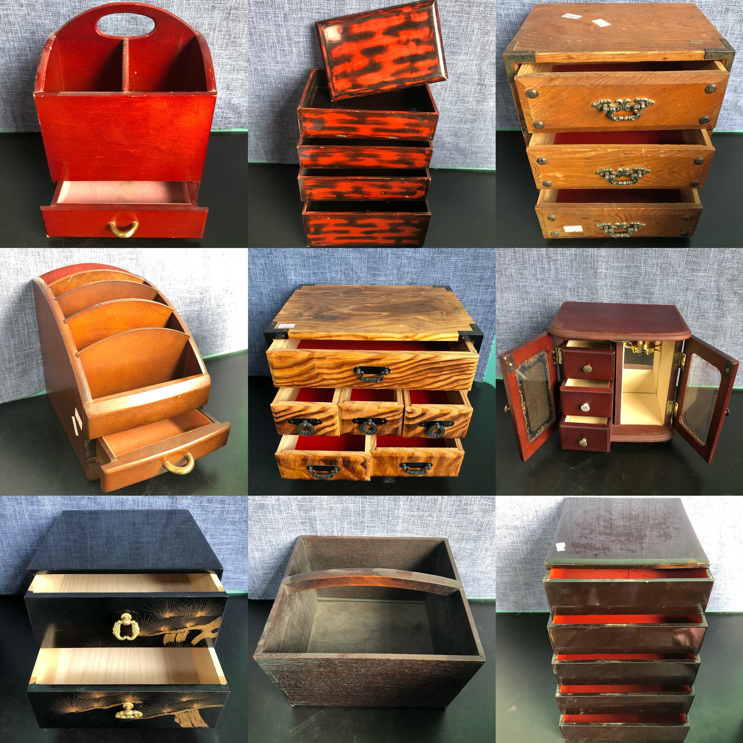 日本进口木质漆器 日式老物件收藏品摆件