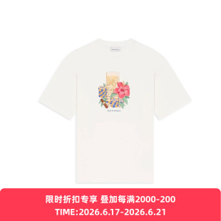 Drole De Monsieur T-shirt Hibiscus Club法式度假风圆领短袖T恤