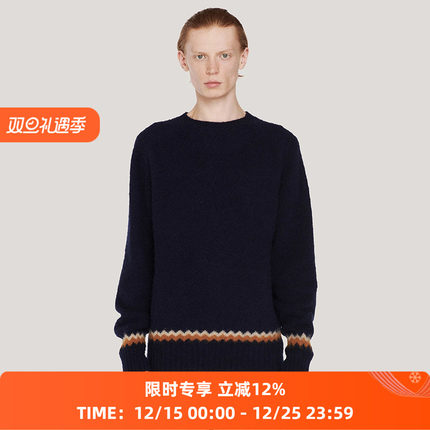 YMC SUEDEHEAD ZIG ZAG CREW KNIT 英国羊羔毛提花针织男装毛衣