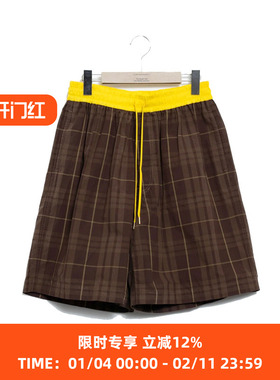 Fumito Ganryu Large short pants 拼色宽松格子休闲短裤