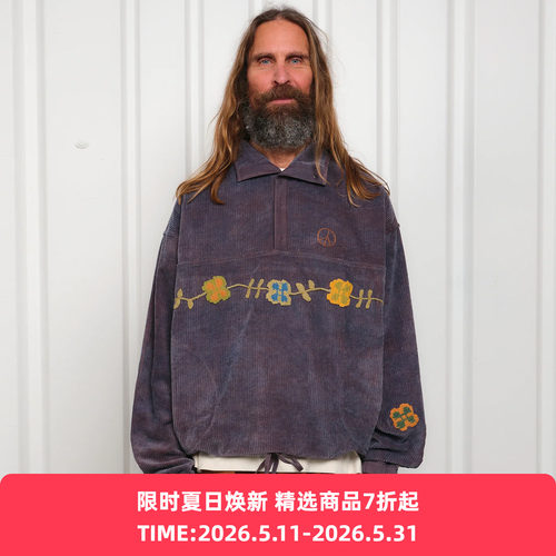 Story mfg POLITE PULLOVER 水洗做旧灯芯绒拼接套头衫 外套