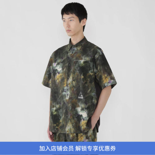 ROA x and wander breathable 联名款山脉迷彩印花机能性短袖衬衫