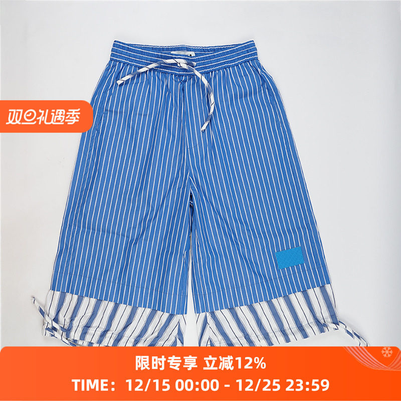 SUNNEI条纹拼接中裤宽松版型