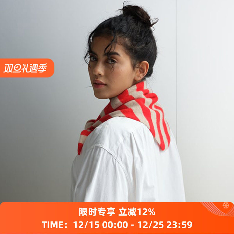 JO GORDON Wide Stripe Triangle 羊羔毛彩色宽条纹三角围巾