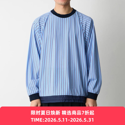 White Mountaineering 白山 RAGLAN PULLOVER 条纹宽松上衣 圆领T