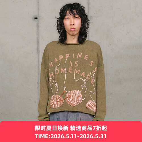 Story mfg TWINSUN ROLLNECK男女中性款手工钩针天然染色针织毛衣