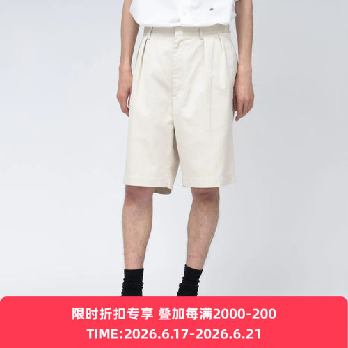 nanamica Double Pleat Chino Shorts男装有机棉混纺宽松廓形短裤