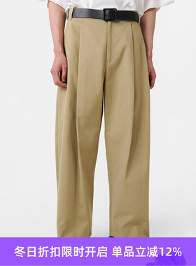 STUDIO NICHOLSON CONTINUITY 男装经典款深褶宽松绒面廓形九分裤