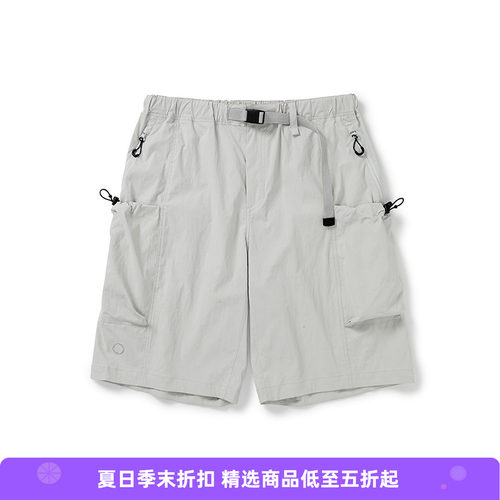WHEELS and WIND 男女中性款防泼水防撕裂伸缩性机能风短裤