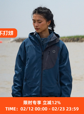 WHEELS and WIND 男女款 机能性面料软壳夹克 连帽外套