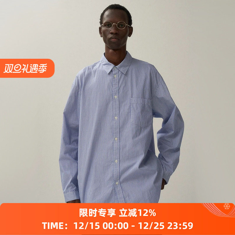 ATON GIZA BROAD WASHED SHIRT中性款超长埃及棉水洗宽松长袖衬衫