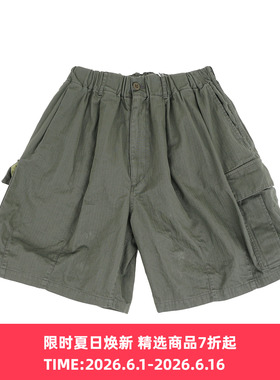 is-ness Herringbone 6-Pocket Shorts 水洗加工宽松工装短裤