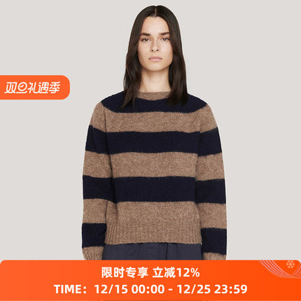 YMC JETS STRIPE CREW KNIT 英国羊羔毛女装圆领条纹毛衣