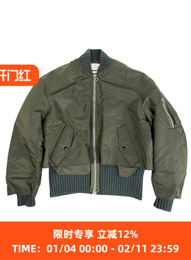 YOKE Connected Rib Knit Flight 不规则拼接军事风飞行夹克