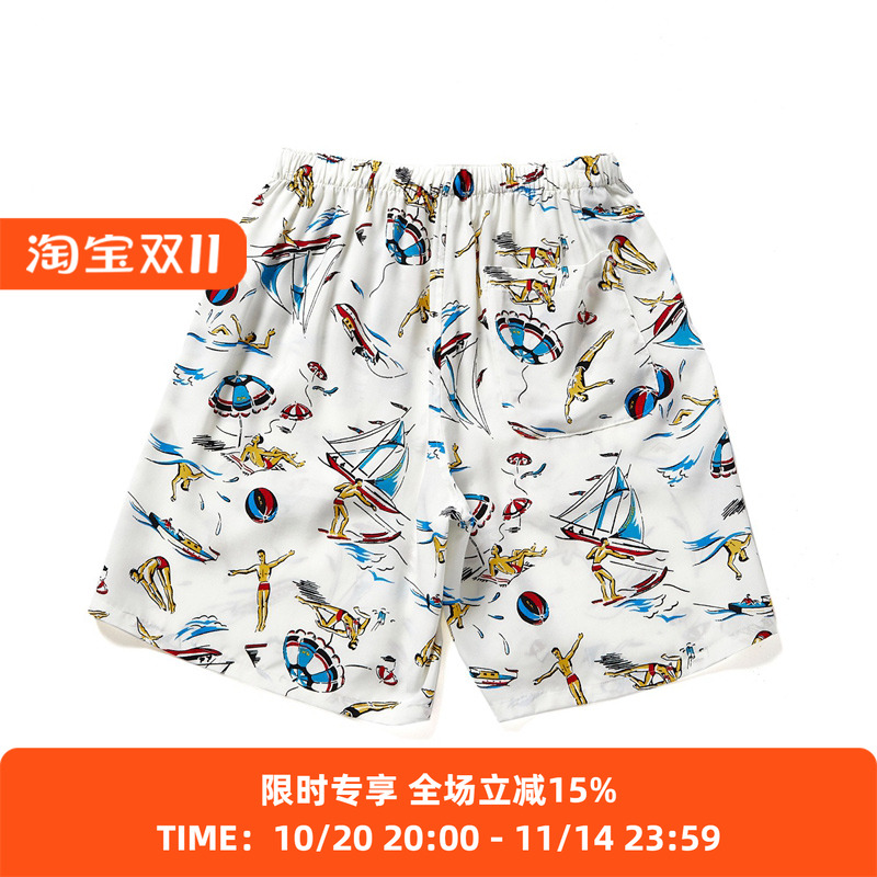 N.HOOLYWOOD WIDE EASY SHORTS 印花腰围 弹性 宽松 休闲短裤