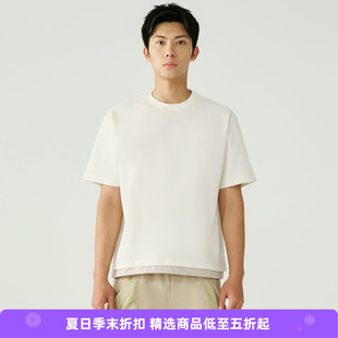 WHEELS and WIND 男女中性款机能性吸湿速干华夫格拼接短袖T恤