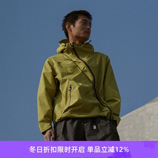 男女款 WIND 3L防撕裂格子布斜拉链连帽冲锋衣夹克外套 and WHEELS