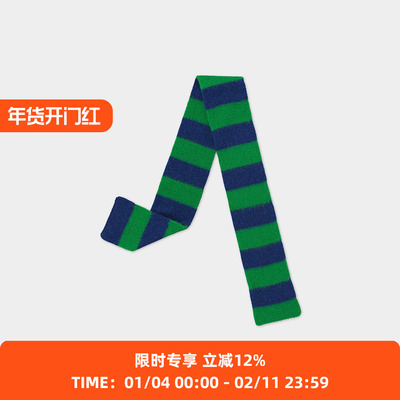 JO GORDON Small Brushed Stripe Scarf 羊羔毛拼色条纹围巾