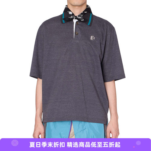 kolor Polo 丝巾拼接复古短袖POLO衫