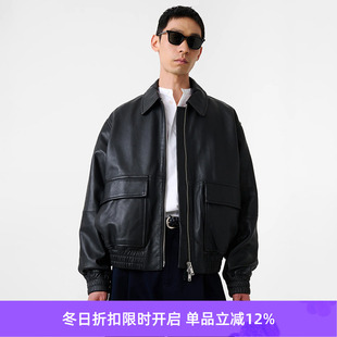 NICHOLSON 男装 JACKETS BOMBER 廓形羊皮空军夹克 LEATHER STUDIO