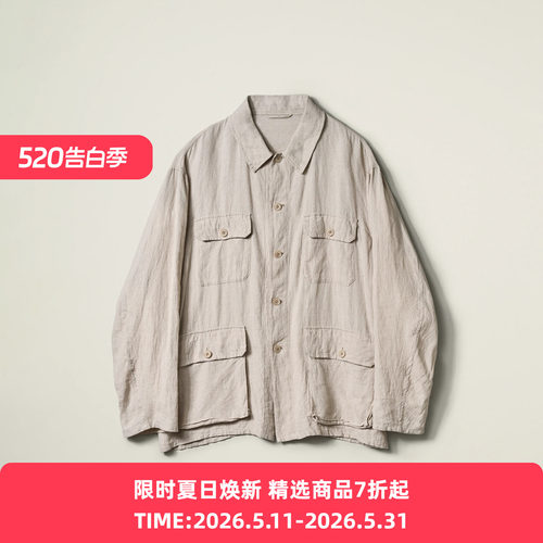KAPTAIN SUNSHINE Safari Shirt Jacket 亚麻真丝混纺猎装夹克