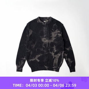 pull KHOKI Hand dyed knit手工褪色染和纸针织圆领套头毛衣 over