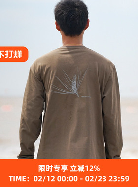 WHEELS and WIND 男女款 杜邦索罗娜3M反光植物印花长袖圆领T恤