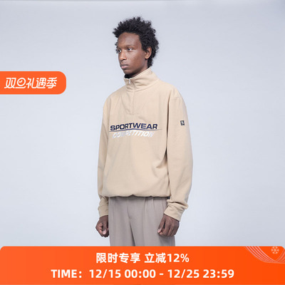 SOE复古半拉链套头宽松卫衣