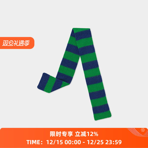 JO GORDON Small Brushed Stripe Scarf 羊羔毛拼色条纹围巾