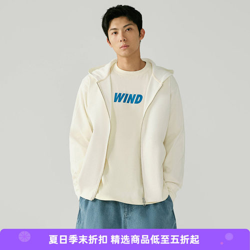 WHEELS and WIND 男女日本帝人机能性吸湿速干华夫格连帽拉链卫衣