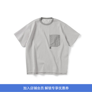 WHEELS and WIND 男式SOLOTEX华夫格机能性宽松口袋圆领短袖T恤