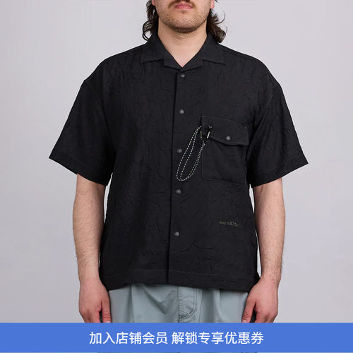 and wander washer pleated open SS (M)自然褶皱机能性短袖衬衫