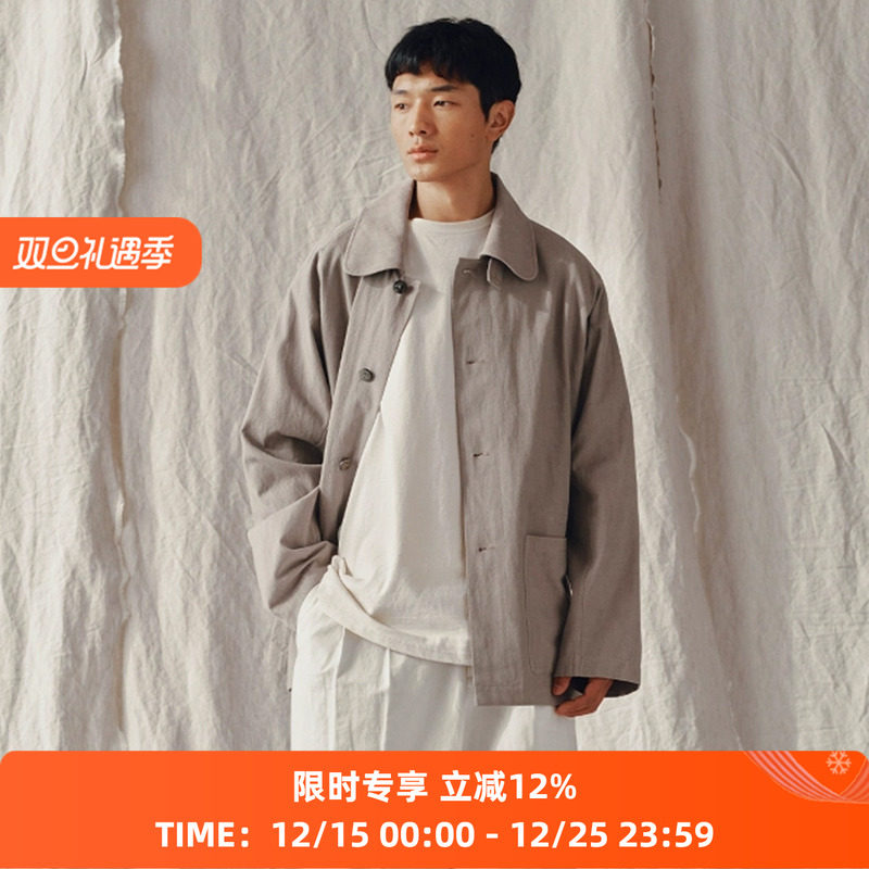 山也 郝 肌理棉麻翻立领外套