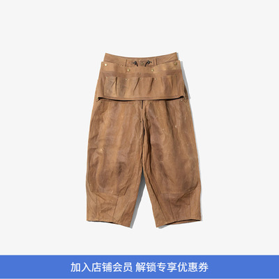 Needles 天然柿子染色做旧加工可拆卸围裙工装阔腿裤