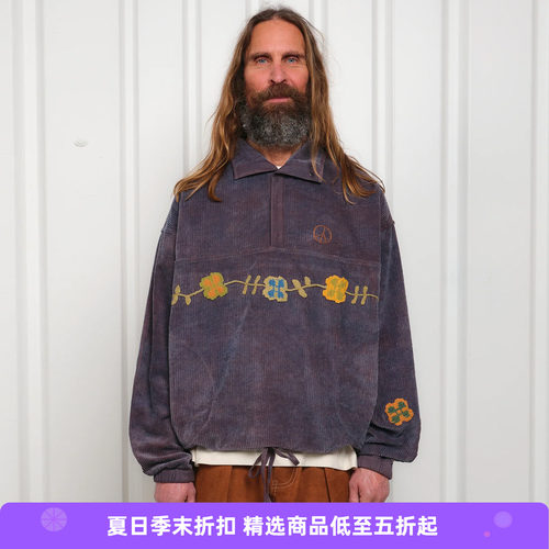 Story mfg POLITE PULLOVER 水洗做旧灯芯绒拼接套头衫 外套