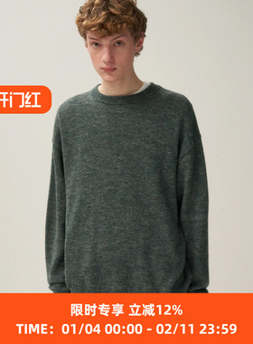 ATON BABY ALPACA LINEN CREWNECK SWEATER 羊驼毛丝绸混纺毛衣