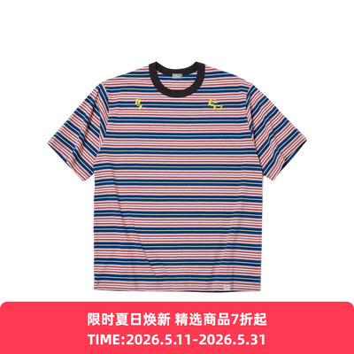 kolor BEACON Tee 条纹拼色圆领短袖T恤