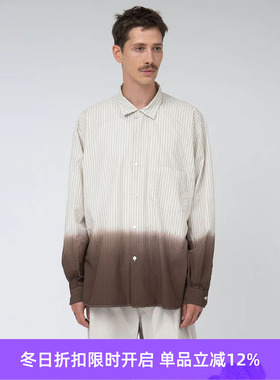 nanamica Regular Collar Wind Shirt渐变染色有机棉条纹按扣衬衫