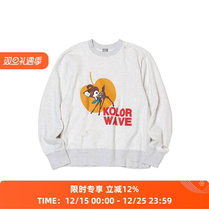 kolor BEACON Sweater 复古破坏印花圆领套头卫衣